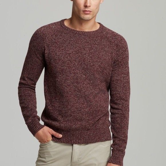 THEORY Eston T Quake Red Marled Pullover Sweater Men Large Crew Neck Knit - Picture 1 of 11